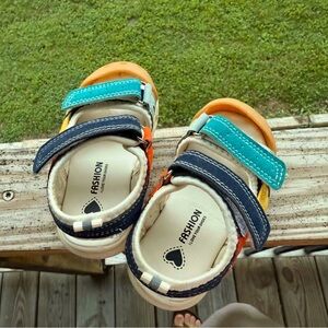 Source Unknown Blue and Orange Sporty Sandals